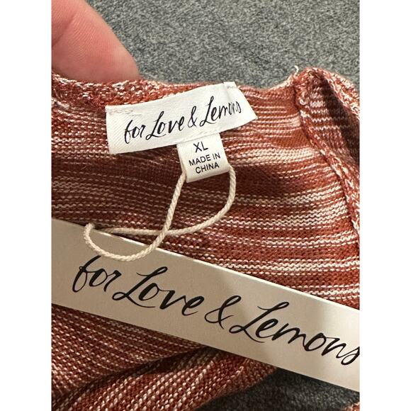 For Love & Lemons Isabella Midi Dress Brown Cream Size Med/Lg (XL) NWT Stretchy - Picture 3 of 16